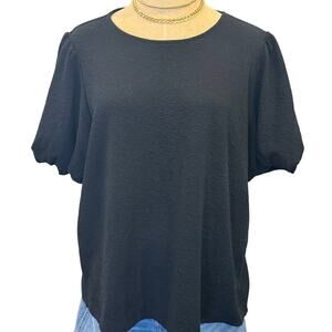 A NEW DAY Black Puff Sleeve Top Shirt Women size XL